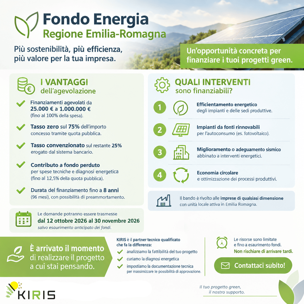 Fondo Energia Emilia-Romagna: finanziamenti a tasso zero e contributi a fondo perduto